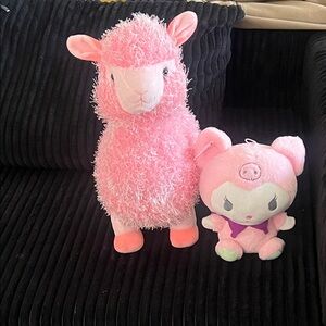 Pink Plush Llama and Pink Character Plush Toy Set - Kids Toys